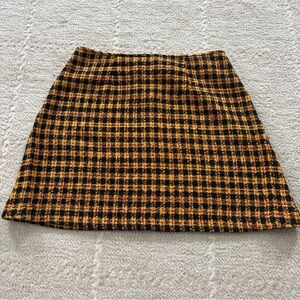 Vintage 80s/90s Stylish Checkered A-Line Skirt in Black and Yellow